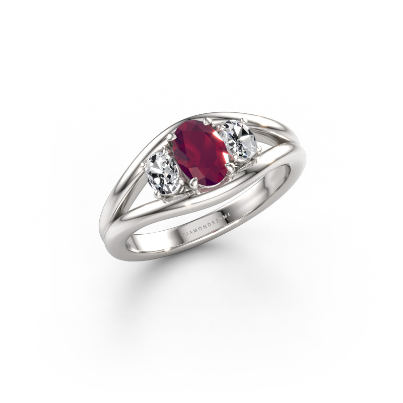 Image of Ring Cassie OVL 585 white gold Rhodolite 6.5x4.5 mm