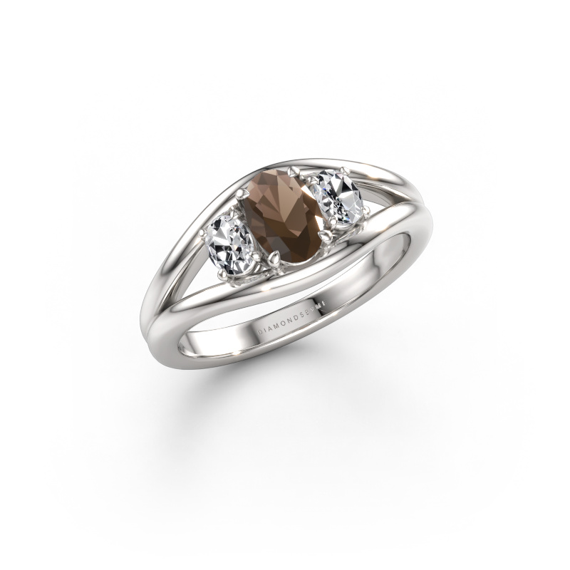 Bild von Ring Cassie OVL 585 Weißgold Rauchquarz 6.5x4.5 mm