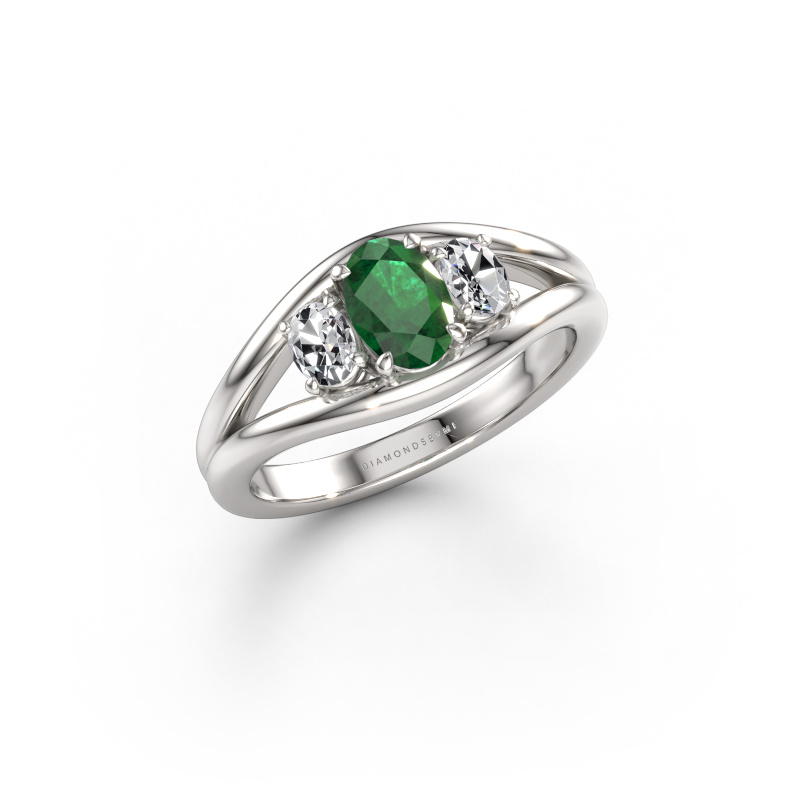 Image of Ring Cassie OVL 585 white gold Emerald 6.5x4.5 mm