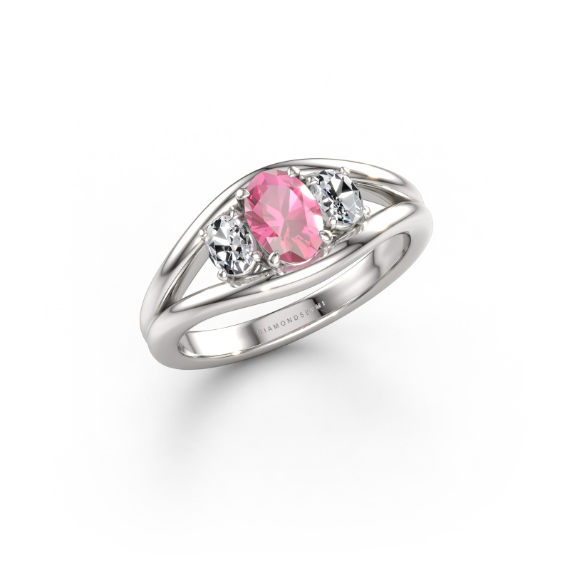 Image of Ring Cassie OVL 585 white gold Pink sapphire 6.5x4.5 mm