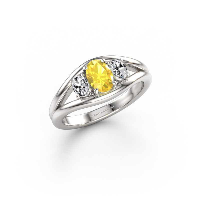 Immagine di Anello Cassie OVL 950 platino Zaffiro giallo 6.5x4.5 mm