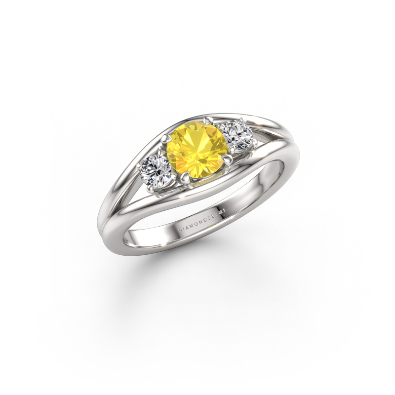Image de Bague Cassie RND 950 platine Saphir jaune 5.4 mm