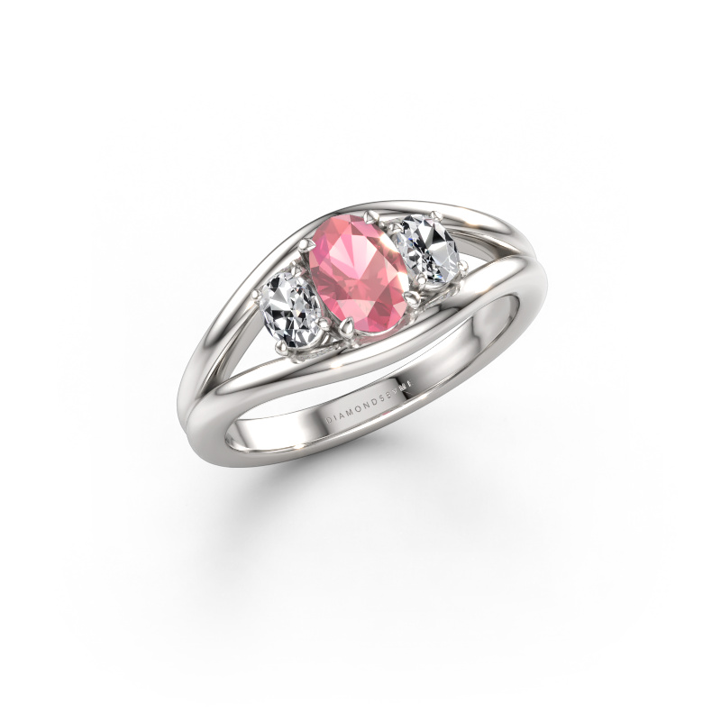 Immagine di Anello Cassie OVL 950 platino Tormalina rosa 6.5x4.5 mm