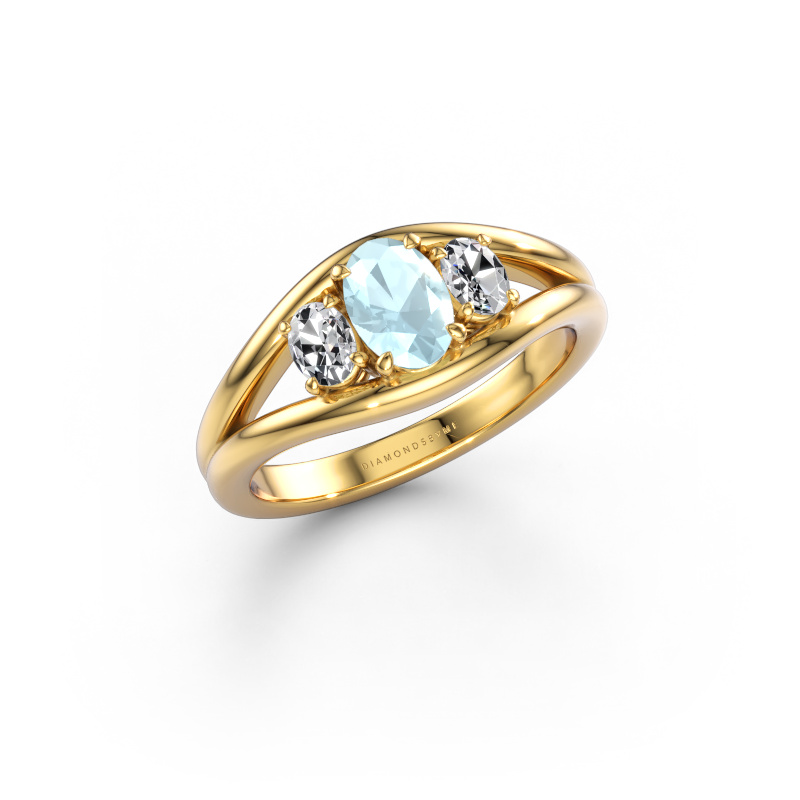 Immagine di Anello Cassie OVL 585 oro Acquamarina 6.5x4.5 mm