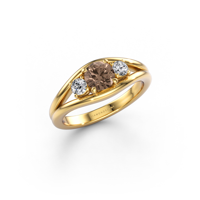 Image of Ring Cassie RND 585 gold Brown diamond 0.80 crt
