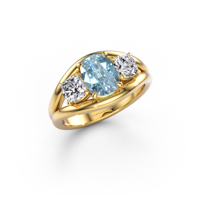 Bild av Ring Cassie CSH 585 gult guld Blå labbodlad diamant 8x6 mm