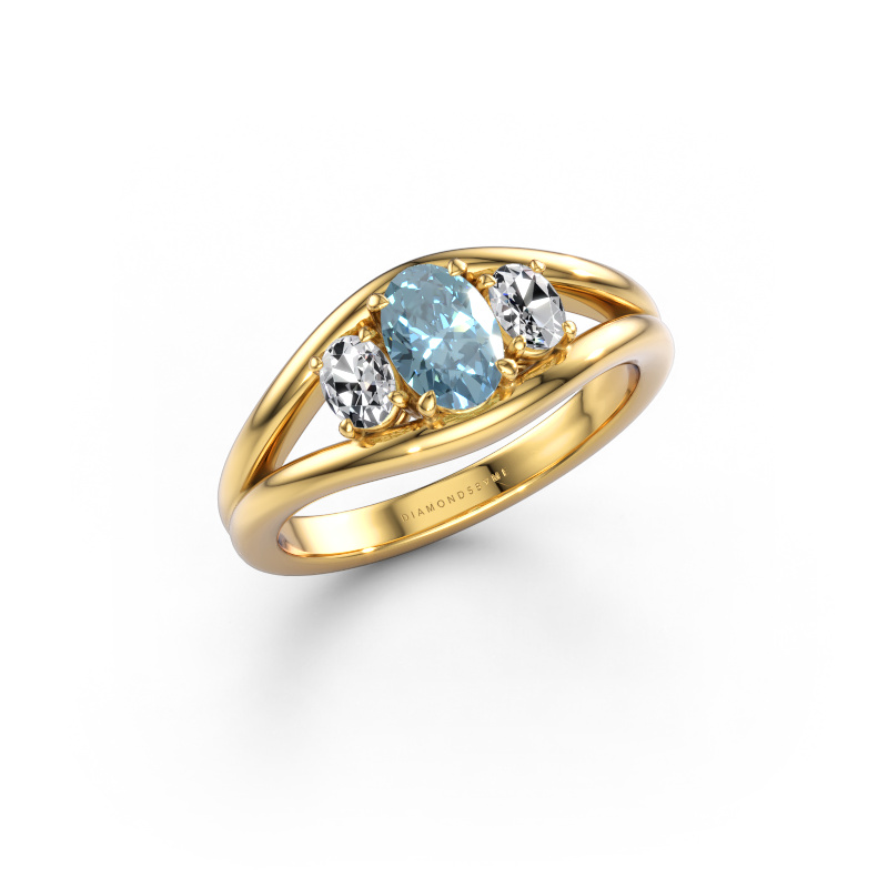 Bild av Ring Cassie OVL 585 gult guld Blå labbodlad diamant 6.5x4.5 mm