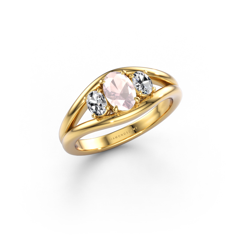 Immagine di Anello Cassie OVL 585 oro Morganite champagne 6.5x4.5 mm