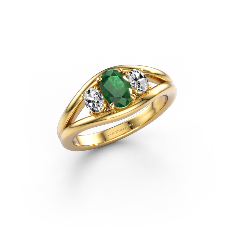 Afbeelding van Ring Cassie OVL 585 goud Smaragd 6.5x4.5 mm