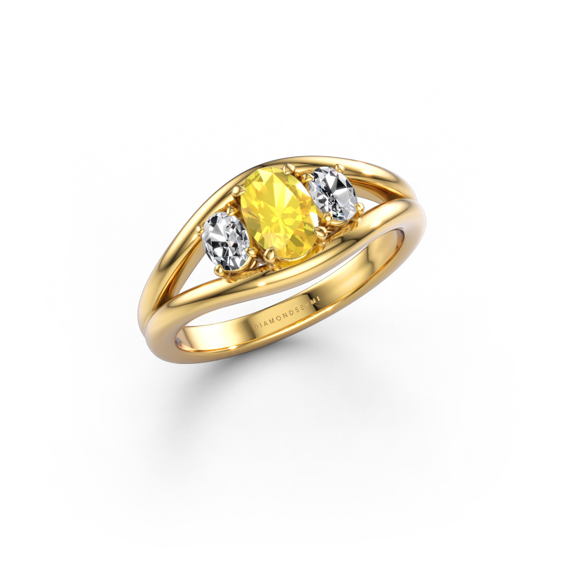 Image of Ring Cassie OVL 585 gold Yellow sapphire 6.5x4.5 mm