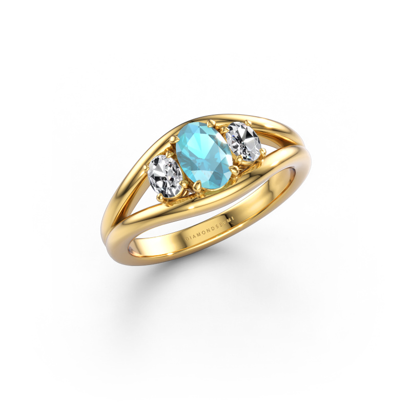 Bild von Ring Cassie OVL 585 Gold Blau Topas 6.5x4.5 mm