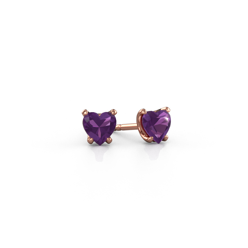 Image of Earrings Sam Heart 585 rose gold Amethyst 5 mm