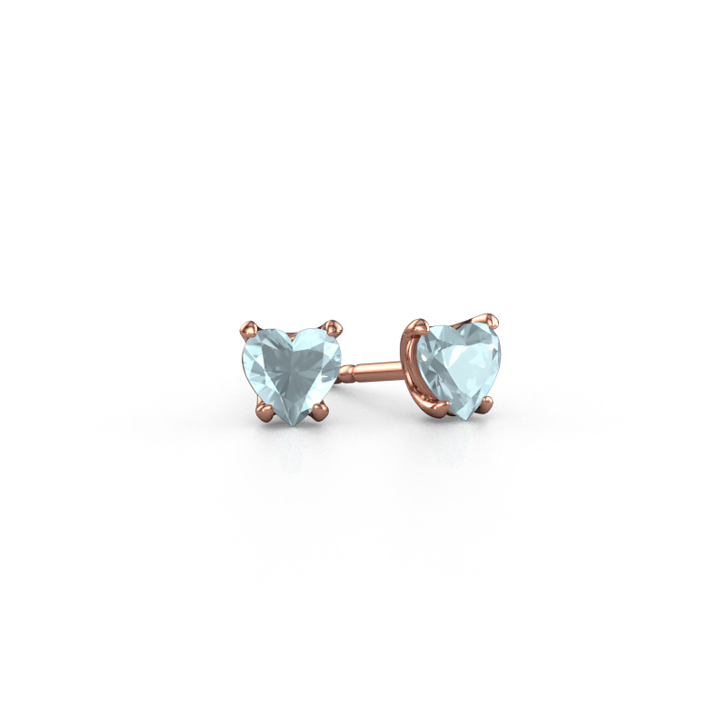 Bild von Ohrringe Sam Heart 585 Roségold Aquamarin 5 mm