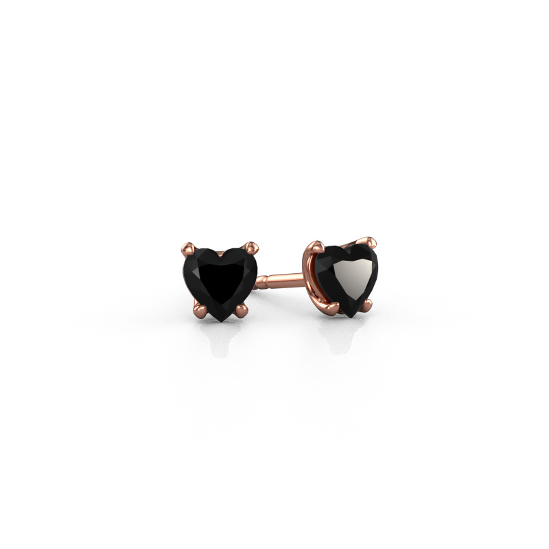 Image de Boucles d'oreilles Sam Heart 585 or rose Diamant noir 1.30 crt