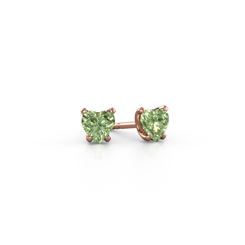 Bild von Ohrringe Sam Heart 585 Roségold Grüner Labor-Diamant 5 mm
