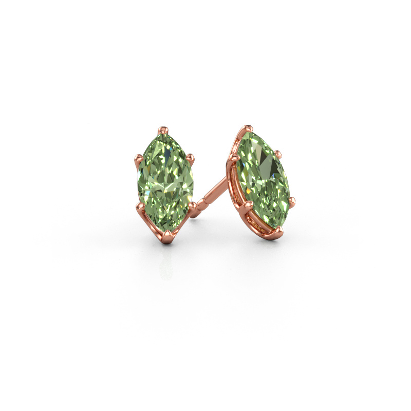 Bild av Stiftörhängen Sam MRQ 585 roséguld Grön labbodlad diamant 10x5 mm