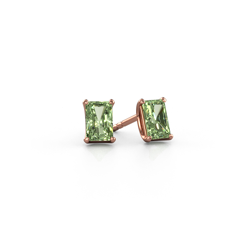 Image of Stud earrings Sam RAD 585 rose gold Green lab grown diamond 6x4 mm