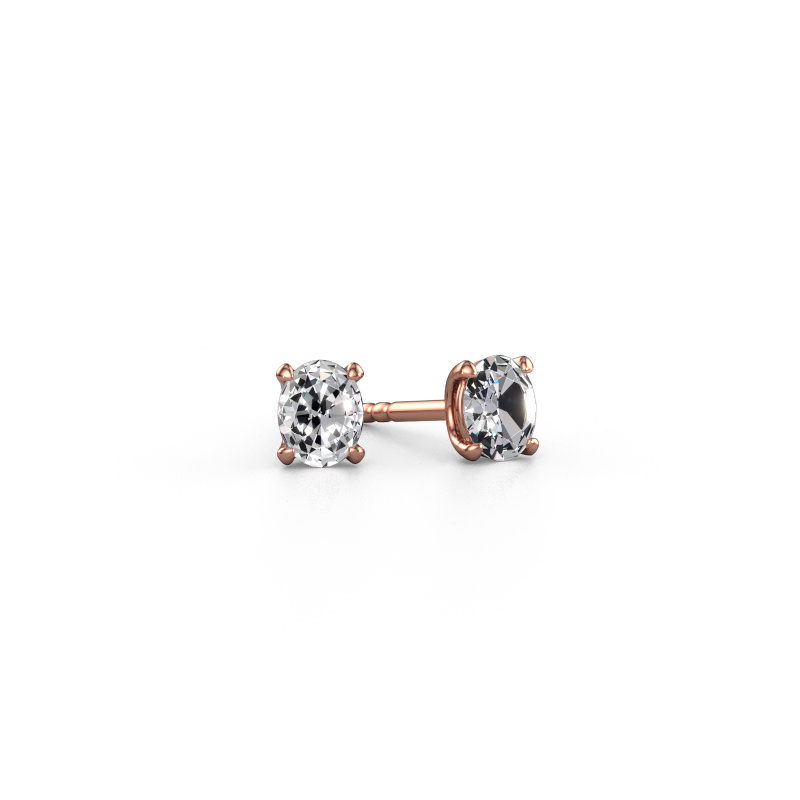 Image of Stud earrings Sam OVL 585 rose gold Diamond 0.70 crt