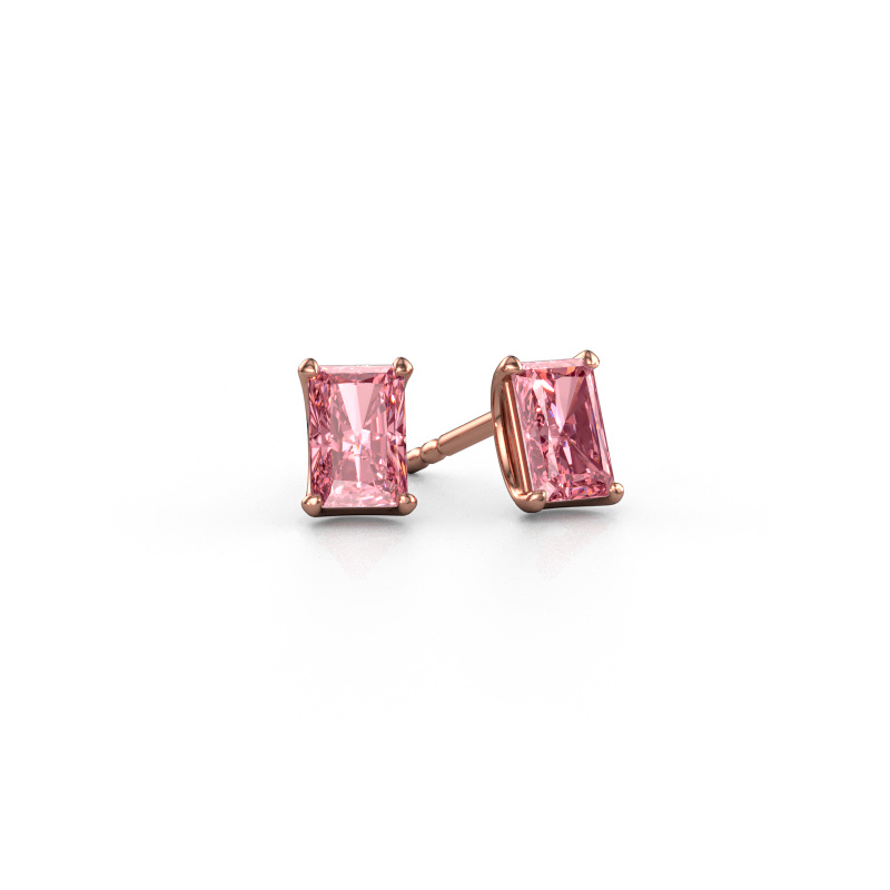 Image of Stud earrings Sam RAD 585 rose gold Pink lab grown diamond 6x4 mm