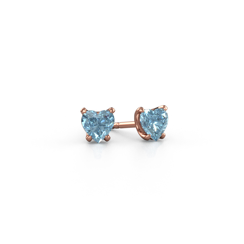 Image of Earrings Sam Heart 585 rose gold Blue lab grown diamond 5 mm