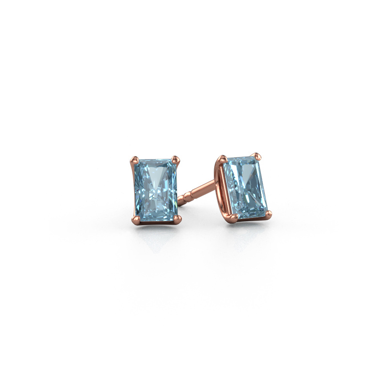 Bild von Ohrsteckers Sam RAD 585 Roségold Blauer Labordiamant 6x4 mm