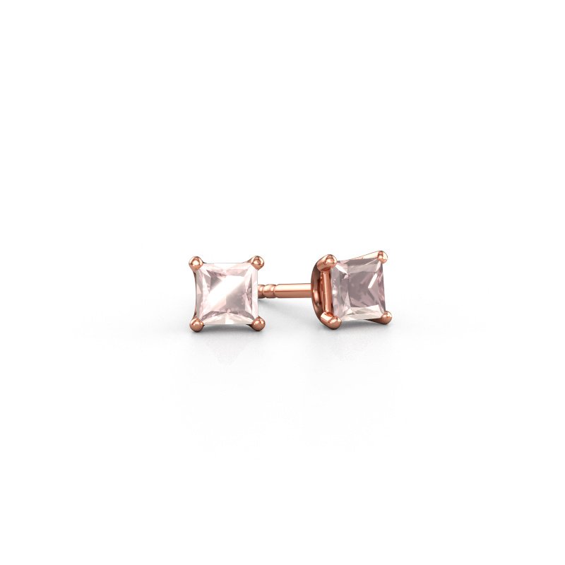 Immagine di Orecchini a lobo Sam SQR 585 oro rosa Morganite champagne 4 mm