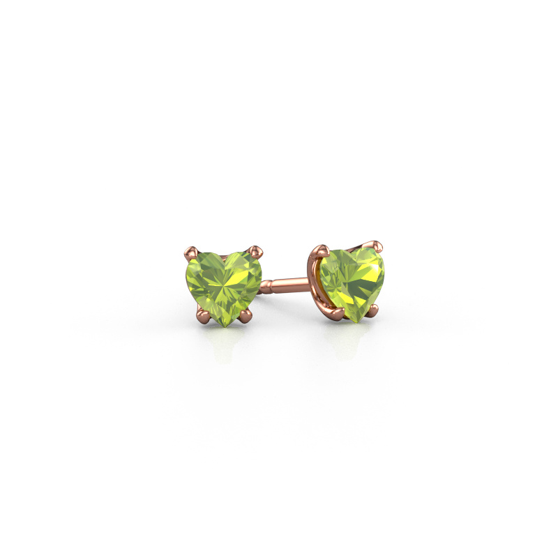 Image of Earrings Sam Heart 585 rose gold Peridot 5 mm