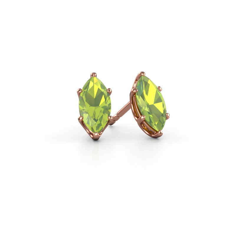 Image of Stud earrings Sam MRQ 585 rose gold Peridot 10x5 mm