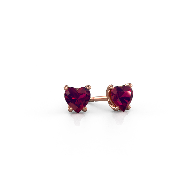 Image de Boucles d'oreilles Sam Heart 585 or rose Rhodolite 5 mm