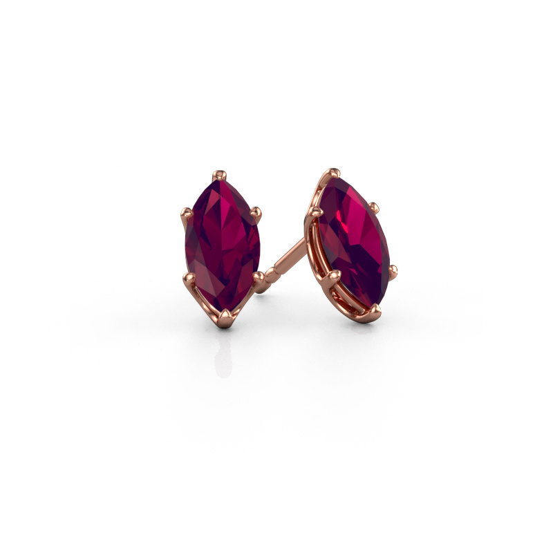 Image of Stud earrings Sam MRQ 585 rose gold Rhodolite 10x5 mm