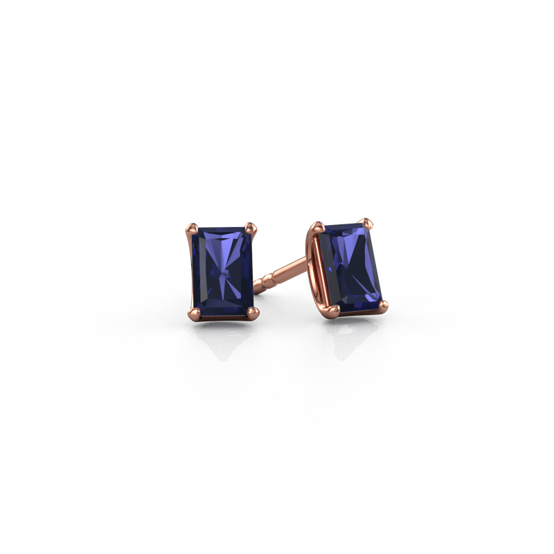 Image of Stud earrings Sam RAD 585 rose gold Sapphire 6x4 mm
