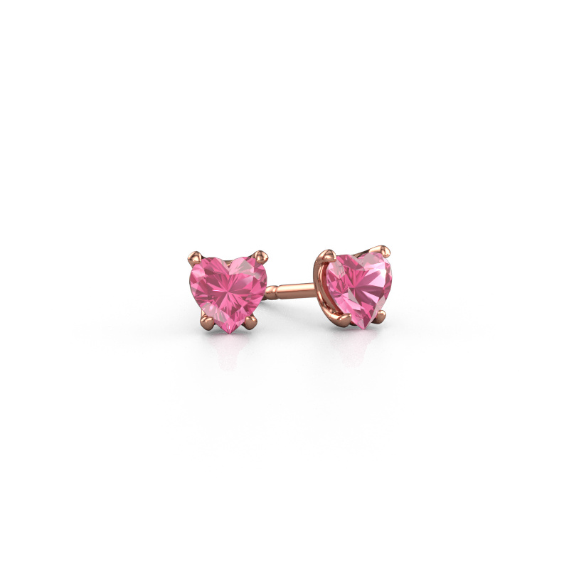 Image of Earrings Sam Heart 585 rose gold Pink sapphire 5 mm
