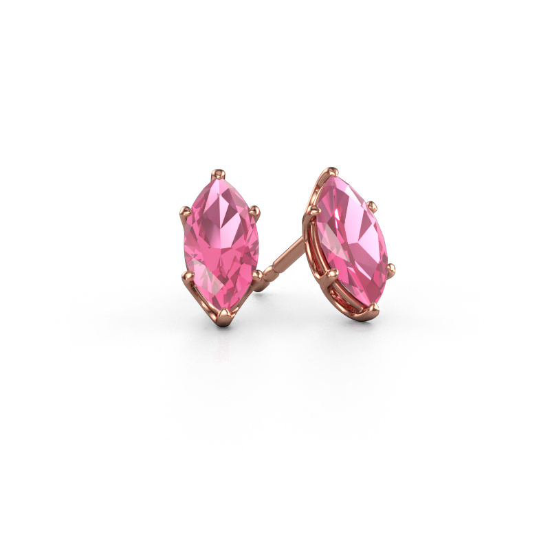Image de Clous d'oreilles Sam MRQ 585 or rose Saphir rose 10x5 mm