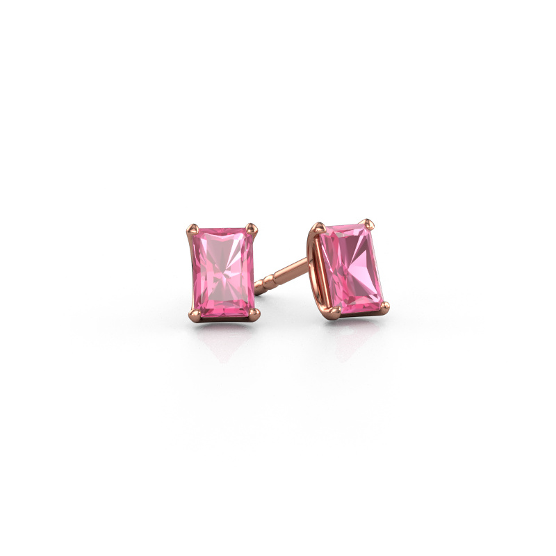 Afbeelding van Oorstekers Sam RAD 585 Rosé goud Roze saffier 6x4 mm