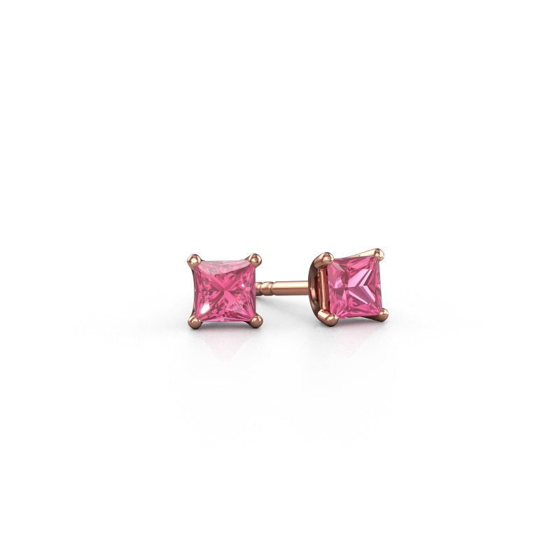 Bild von Ohrsteckers Sam SQR 585 Roségold Pink Saphir 4 mm