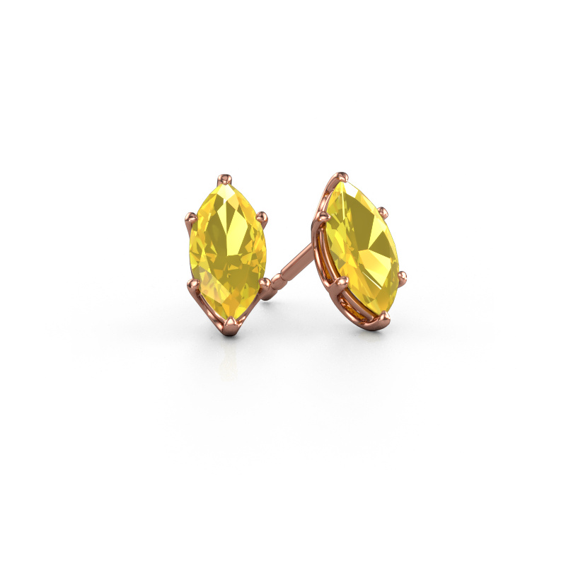 Image de Clous d'oreilles Sam MRQ 585 or rose Saphir jaune 10x5 mm