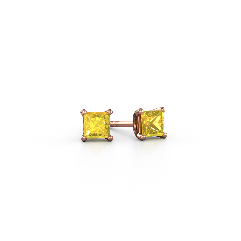 Bild von Ohrsteckers Sam SQR 585 Roségold Gelb Saphir 4 mm