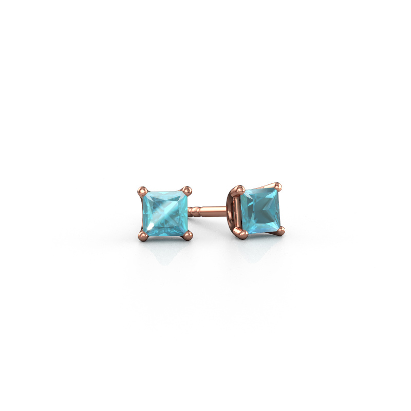 Bild von Ohrsteckers Sam SQR 585 Roségold Blau Topas 4 mm