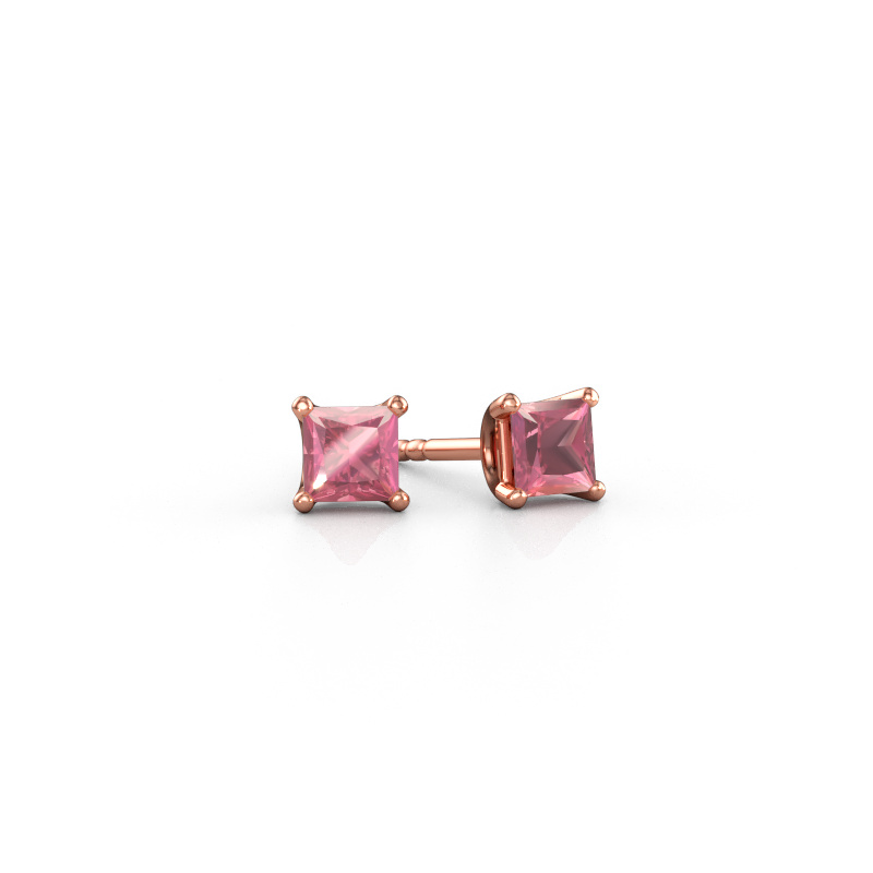 Immagine di Orecchini a lobo Sam SQR 585 oro rosa Tormalina rosa 4 mm