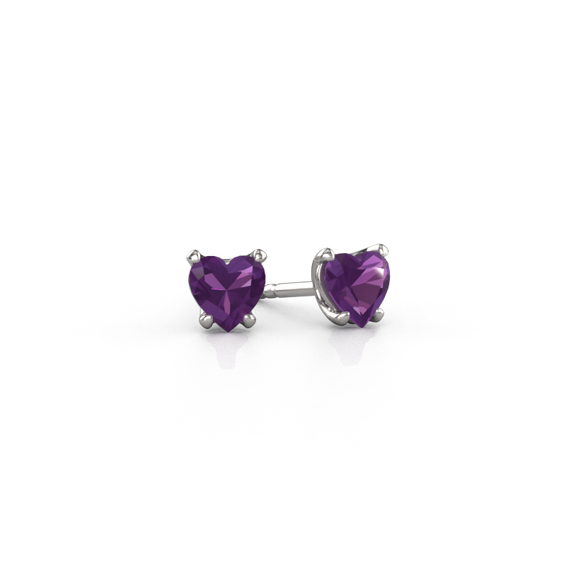 Image of Earrings Sam Heart 950 platinum Amethyst 5 mm
