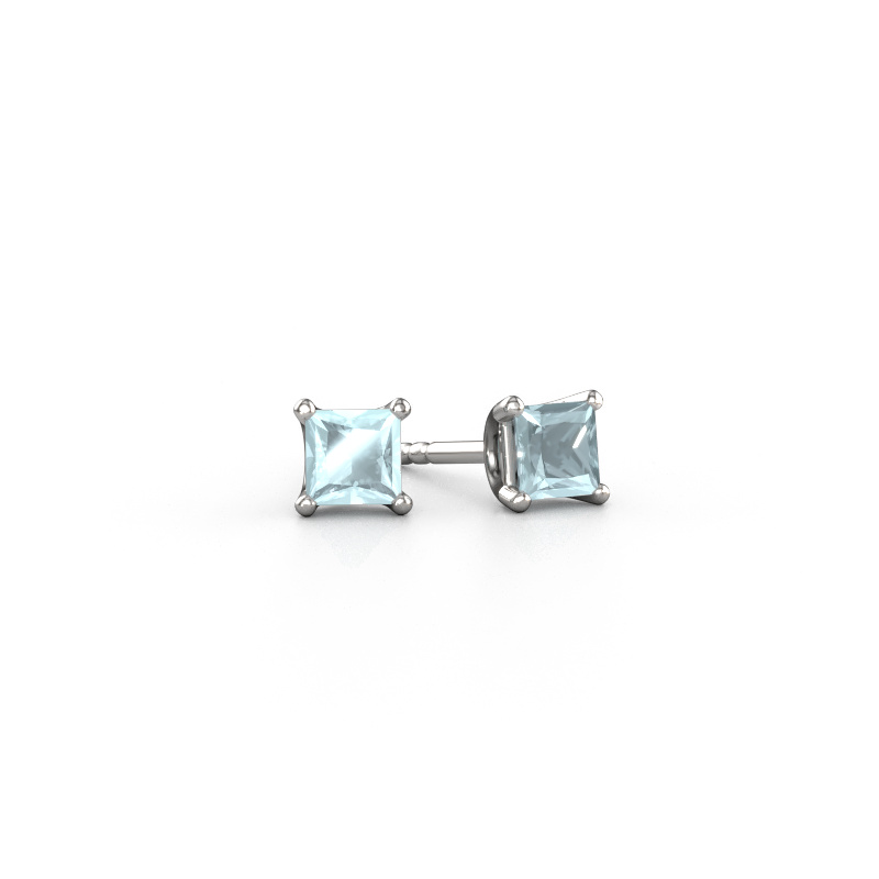 Afbeelding van Oorstekers Sam SQR 950 platina Aquamarijn 4 mm