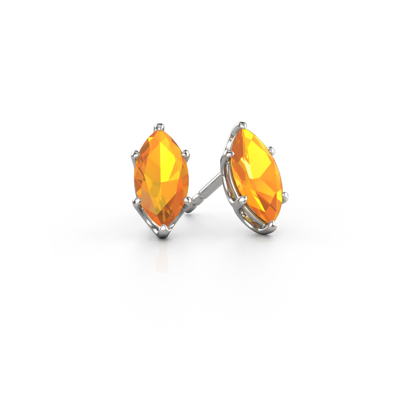 Image de Clous d'oreilles Sam MRQ 585 or blanc Citrine 10x5 mm