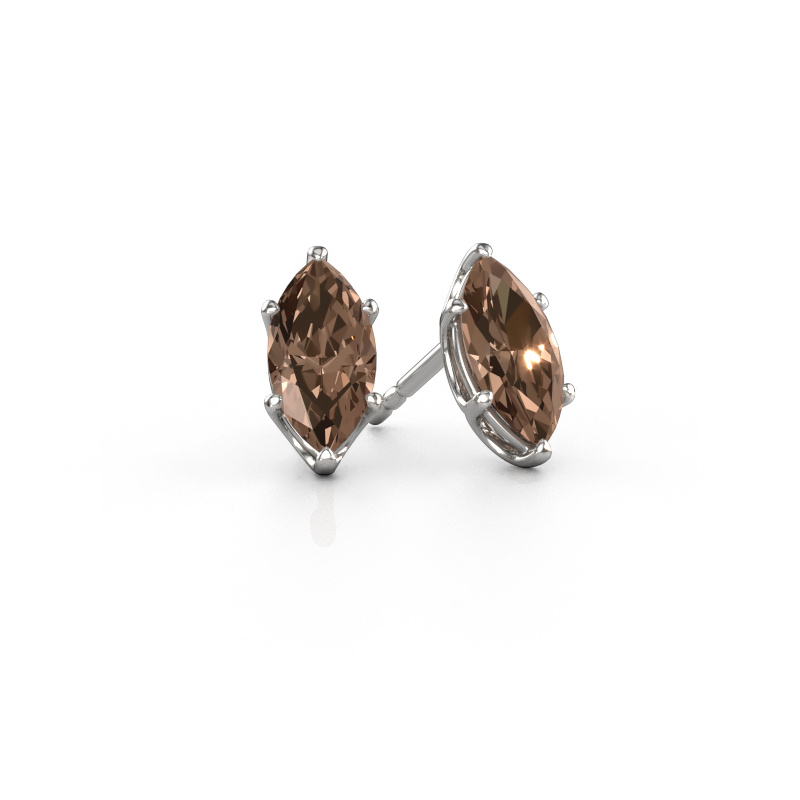 Image of Stud earrings Sam MRQ 950 platinum Brown diamond 2.00 crt