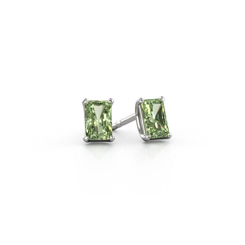 Image of Stud earrings Sam RAD 950 platinum Green lab grown diamond 6x4 mm