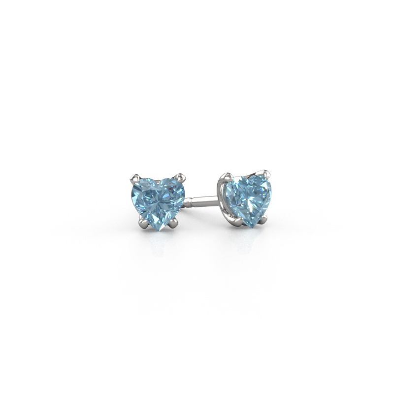 Bild von Ohrringe Sam Heart 585 Weißgold Blauer Labordiamant 5 mm