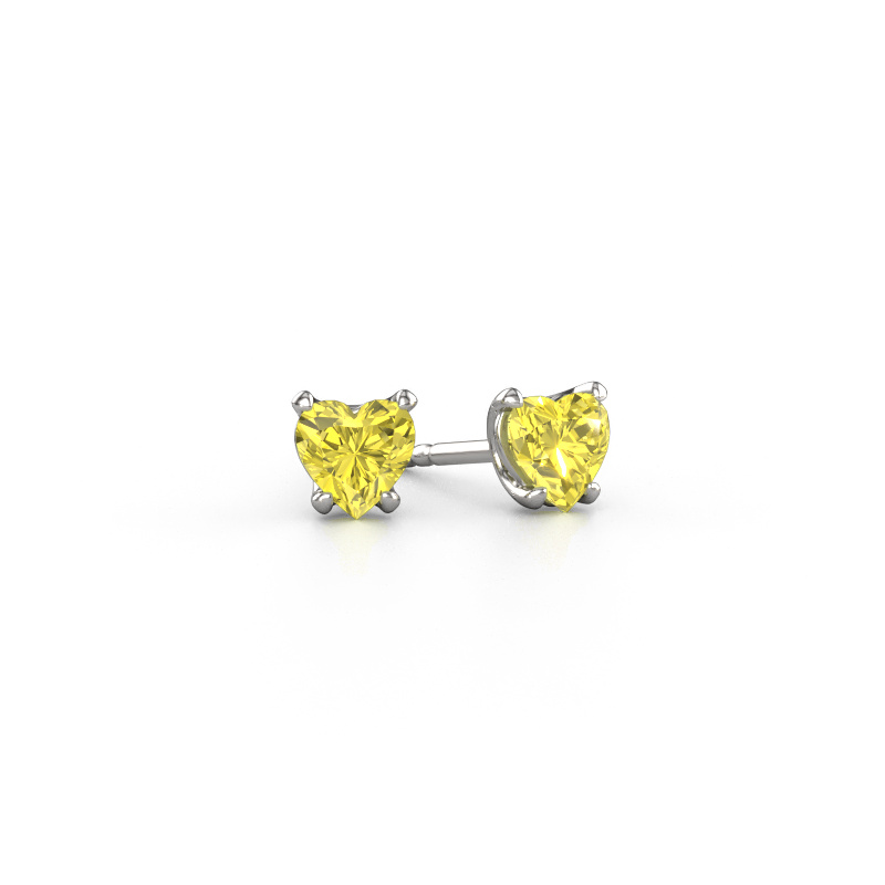 Image of Earrings Sam Heart 950 platinum Yellow lab grown diamond 5 mm