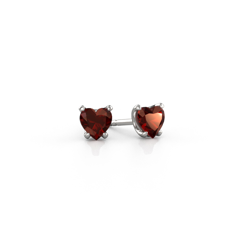 Bild von Ohrringe Sam Heart 585 Weißgold Granat 5 mm