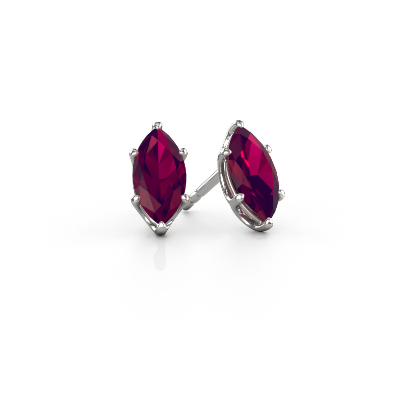 Image de Clous d'oreilles Sam MRQ 585 or blanc Rhodolite 10x5 mm