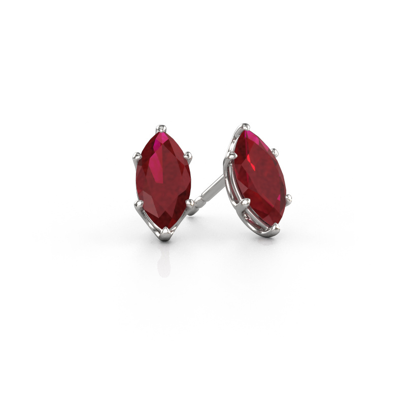 Image of Stud earrings Sam MRQ 585 white gold Ruby 10x5 mm