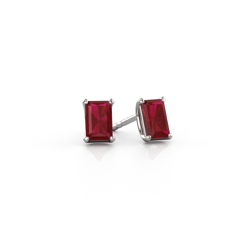 Image de Clous d'oreilles Sam RAD 585 or blanc Rubis 6x4 mm